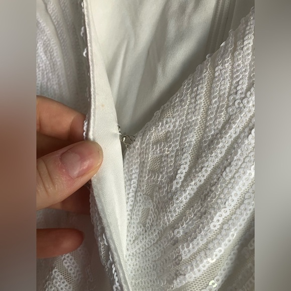 Lulus Magical Muse White Sequin Long Sleeve Wide Leg Jumpsuit Size M - Picture 6 of 6